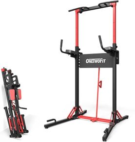 Power Tower Pull Up Bar Station&Assistance Machine,Multi-Function Adjustable Height Foldable Dip Station for Home Gym Workout, Heavy Duty Strength Training Fitness Equipment 360/400/600LBS