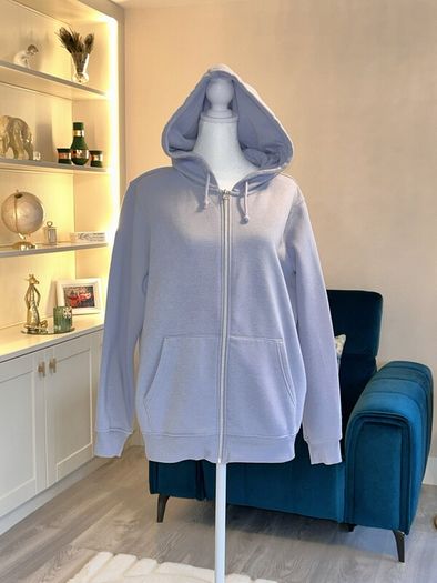 Ladies Grey Zip through Hoodie Size UK Large 14 / EU 42