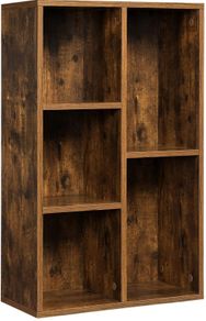_Bookcase, standing shelf, with 5 compartments, for living room, study, children's room, office, as a room divider, 50 x 24 x 80 cm, vintage brown