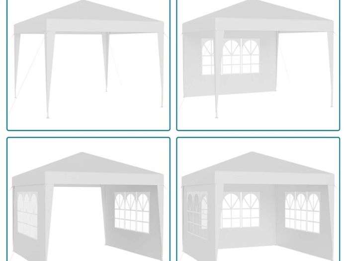 Waterproof 3x3m Gazebo White with 4 side walls