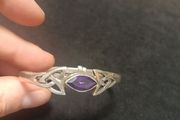 Celtic Silver Bracelet With Amethyst 925