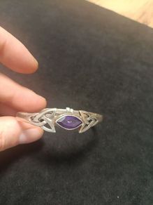 Celtic Silver Bracelet With Amethyst 925