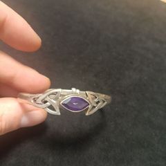Celtic Silver Bracelet With Amethyst 925