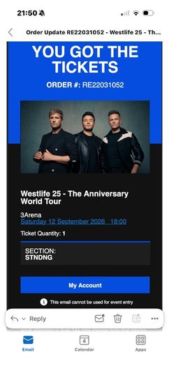 westlife ticket standing