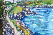 glen beach cliff walk Wicklow watercolour