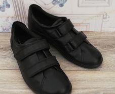 Ecco ladies velcro casual black leather comfort shoes UK7.. EUR 40