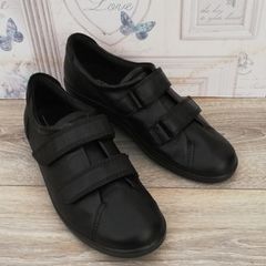 Ecco ladies velcro casual black leather comfort shoes UK7.. EUR 40