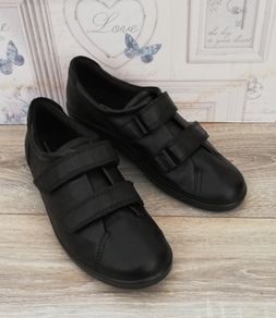 Ecco ladies velcro casual black leather comfort shoes UK7.. EUR 40