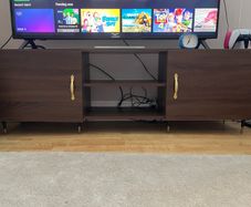 MidCentury Modern TV Unit Walnut & Gold 150cm