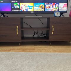 MidCentury Modern TV Unit Walnut & Gold 150cm