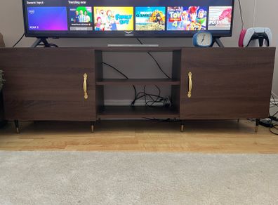 MidCentury Modern TV Unit Walnut & Gold 150cm