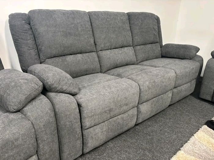 New Madrid Grey Fabric Recliner Sofa Set
