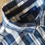 Diesel Mens blue/white check long sleeve Shirt with snap buttons Medium size Image 3