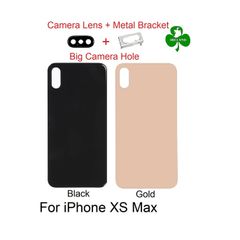 For iPhone XS Max Back Battery Cover Glass Black Gold Camera Lens Replacement