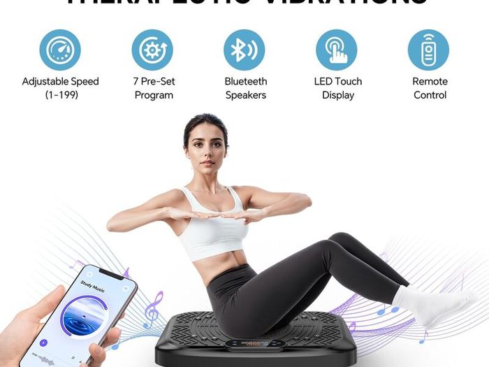 Vibration Plate Exercise Machine for Lymphatic Drainage with 199 Speeds & 7 Auto Programmes