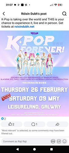 Kpop forever concert Galway May afternoon 2pm