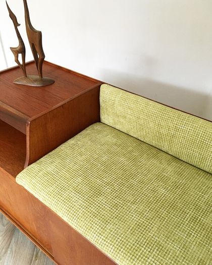 Vintage Retro Mid Century Teak Hall Bench/Record Cabinet/Stotage