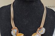 Modern Gold &amp; Neutral Statement Necklace