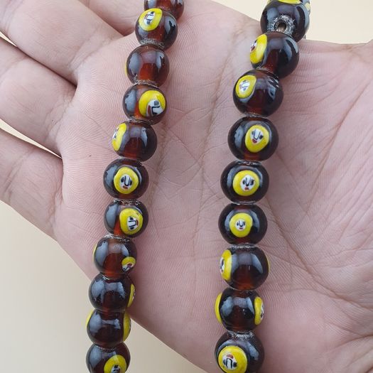 Vintage Venetian African Style Face Glass Beads Necklace 20 inches long