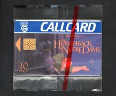 1996 Ireland 10 unit Walt Disney's new film "The Hunchback of Notre Dame" (Gemplus GEM1) Call Card Mint in Packaging. Telecom Eireann card number 1132