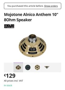 Mojotone alnico anthem 10'