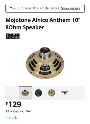 Mojotone alnico anthem 10'