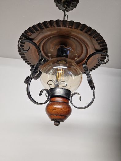 Vintage French Copper 1970s ceiling light
