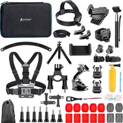 Action Camera Accessories Kit 60-In-1 for GoPro Hero 12 11 10 9 8 7 6 5 Session 4 3+ 3 2 1 Black Silver SJ4000 / SJ5000 / SJ6000 DJI OSMO Action DBPOWER AKASO Xiaomi Yi APEMAN