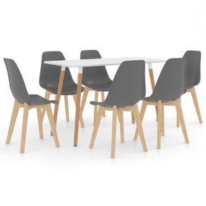 7 Piece Dining Set Grey