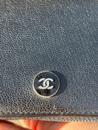 chanel black caviar small zip wallet Silver Hardware
