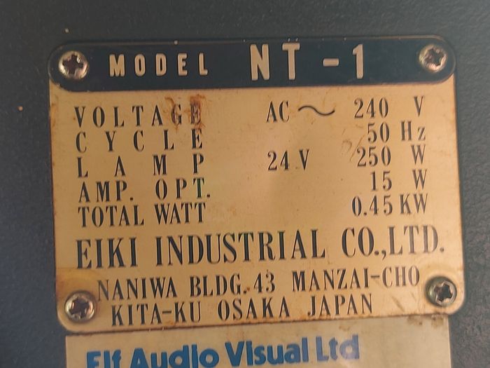 Vintage Eiki Elf NT-1 16mm Sound Film Projector Working Motor Lamp Kowa 11.250mm Lens, in very good condition, not tested