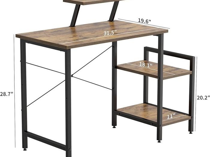 MASSIVE SALE, MULTIPLE COLOURS IN STOCK Small Computer Desk 80 x 50 cm Home Office Multipurpose Writing Desk with Extra Storage Rack and Moveable Shelf,Rustic Brown