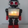 Saturn Robot. The 13" Giant Walking Robot With BIG  SCREEN TV And Light-Up Eyes In MINT Condition. 1980's Image 3