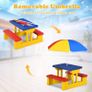 Kids Garden Furniture with Table and 2 Benches for Kids with Parasol Set for Backyard, Patio (Yellow) Image 7