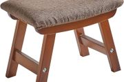 Wooden Footstool, Foot Stool Ottoman Padded Chair Stool with Removable Cover 4 Beech Legs Suitable for Bedroom, Living Room and Kitchen, (Brown leg+ Brown cushion),