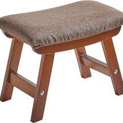 Wooden Footstool, Foot Stool Ottoman Padded Chair Stool with Removable Cover 4 Beech Legs Suitable for Bedroom, Living Room and Kitchen, (Brown leg+ Brown cushion),
