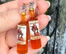 Mini Spiced Rum Bottle Drop Earrings.