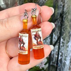 Mini Spiced Rum Bottle Drop Earrings.