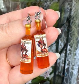 Mini Spiced Rum Bottle Drop Earrings.