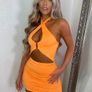 Mini Dress With Halter - Orange Image 3