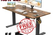 NEW SALE | 120 x 60cm Electric Standing Desk with USB Charging Port (New Sedentary Reminder), Height Adjustable Standing Desk with Cable Tray and Wheels