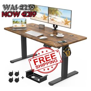 NEW SALE | 120 x 60cm Electric Standing Desk with USB Charging Port (New Sedentary Reminder), Height Adjustable Standing Desk with Cable Tray and Wheels