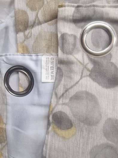 gold, beige and grey curtains fully lined