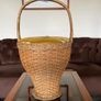 Mid Century Table Height Vintage Wicker Sewing Craft Basket 60s Image 7
