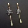 Star Grey Green Stones Statement Drop Earrings Image 5