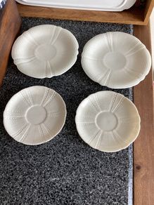Rare Antique 19thC Belleek First Black Mark Echinus 4-Piece Tea Wares - Pristine