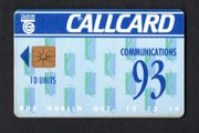 1993 Ireland 10 unit Communications '93 (Gemplus GEM1) Callcard Used. Telecom Eireann card number 1048.