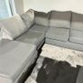 Grey corner sofa with matching footstool Image 3
