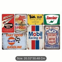 Collection retro gasoline tin signs free postage