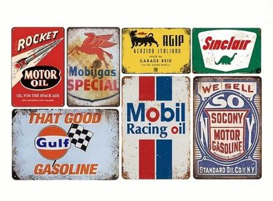 Collection retro gasoline tin signs free postage